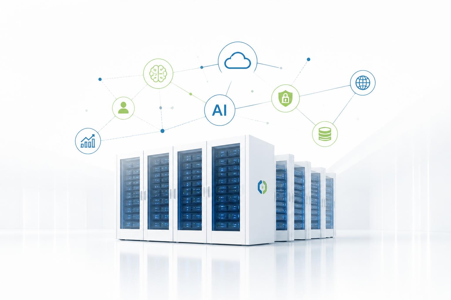 Server infrastructure connected to an AI model graph